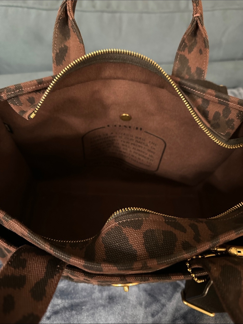 Coach Leopard-Print Canvas Satchel in Brown and Black - Picture 11 of 12